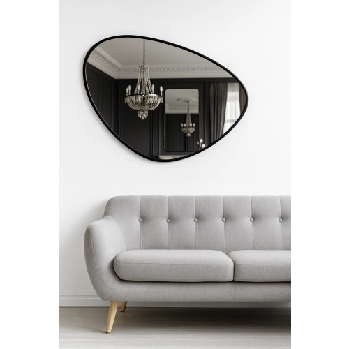 Lustro o nieregularnym kształcie w ramie- OBSYDIAN W RAMIE